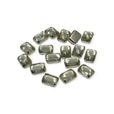 Pedra Rectangular 10x14mm com Base Metálica e Garras