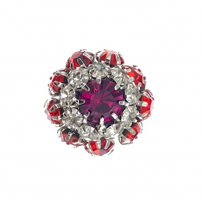 Botão de Pé Metálico com Pedras 22mm