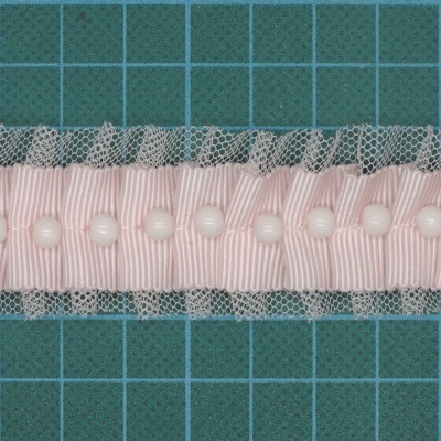 Fita Gorgorão e Tule com Pregas e Pérolas 35mm