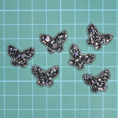 Tacha Borboleta com Glitter 15x20mm Termocolante