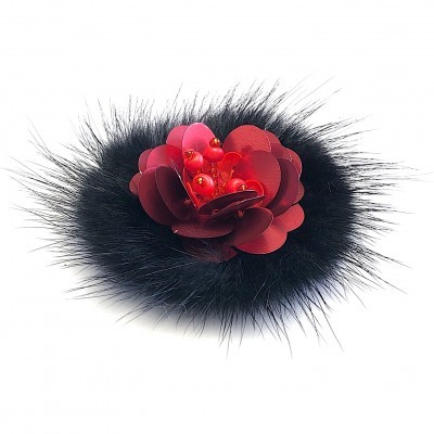 Aplicação 6cm Base Feltro com Lantejoulas ,Missangas e Pêlo