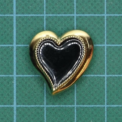 Botão de Pé Metálico Pintado Coração 21,5mm OR/PT