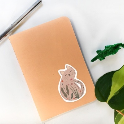 Autocolante Recortado . Gato flores