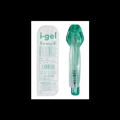 Dispositivos médicos i-gel em embalagem branca e plástico verde translúcido
