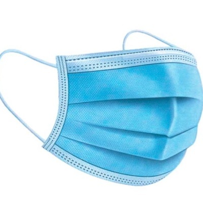 Máscara facial descartável azul clara com alças elásticas