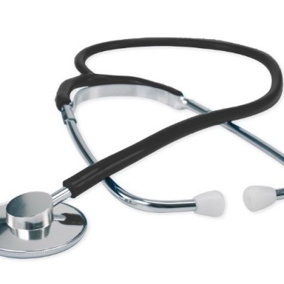 Estetoscópio preto com metal prateado