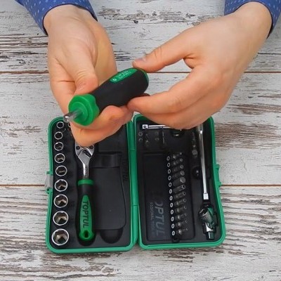 JOGO CHAVES DE CAIXA PROFISSIONAL COMPACTO 1/4" (6PT) 41PÇS