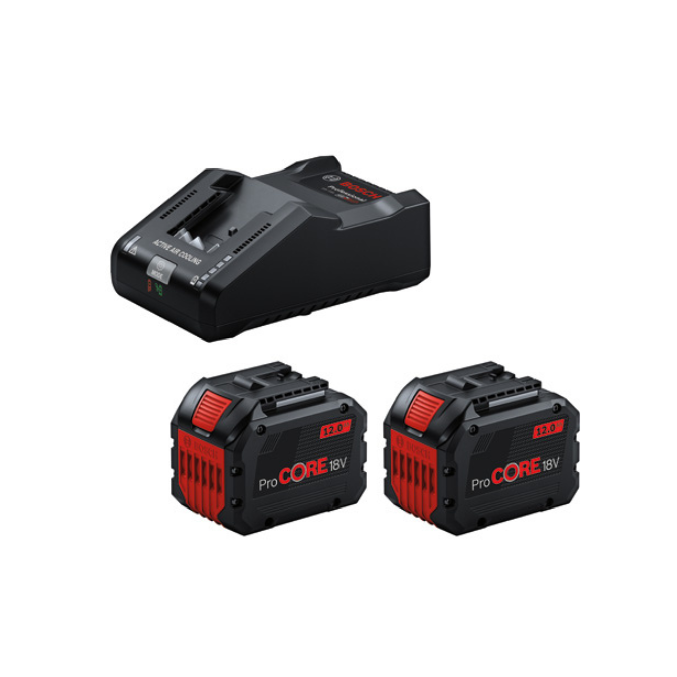 Carregador de bateria e duas baterias recarregáveis Bosch ProCORE 18V
