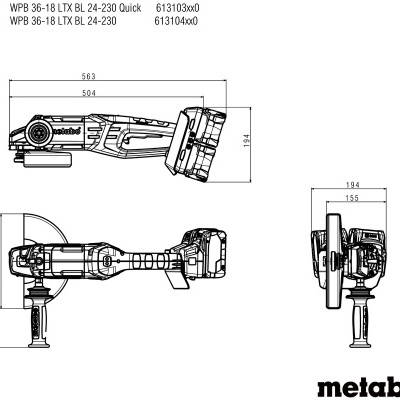 Rebarbadora angular sem fio WPB 36-18 LTX BL 24-230 Quick