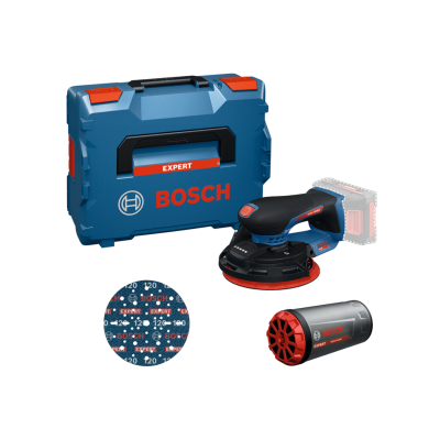 Conjunto de lixadora Bosch com disco abrasivo, filtro e caixa azul