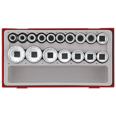 Jogo de 18 chaves de caixa 1/2'' de 12 ou 6 pontos Teng Tools
