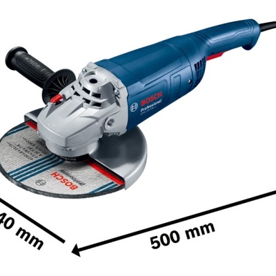 Esmerilhadora Bosch Professional azul e cinzento com disco e medidas