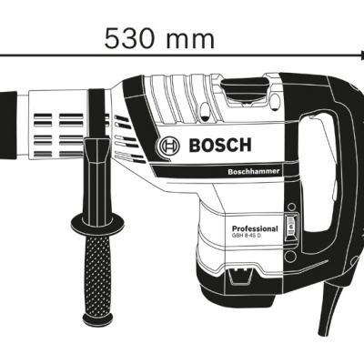 Martelo perfurador elétrico Boschhammer Professional preto e branco com pega adicional