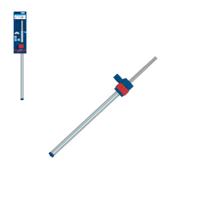 Extensão para chave de fendas azul e prateada com detalhe vermelho em embalagem azul