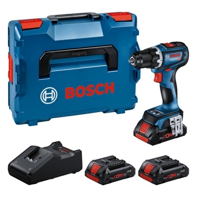Kit de ferramentas Bosch com mala azul, aparafusadora, acumuladores e carregador