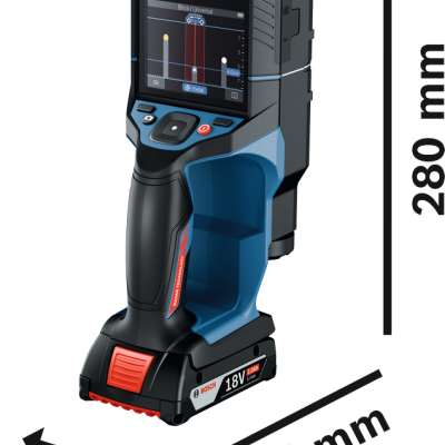 Medidor a laser Bosch Expert 18V Li-Ion com ecrã digital colorido e corpo preto e azul