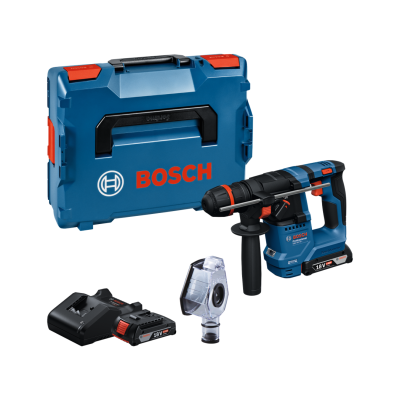 Conjunto de ferramentas Bosch com maleta azul e furadeira 18V