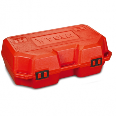 Estojo rígido vermelho com fechos pretos da marca VDEH