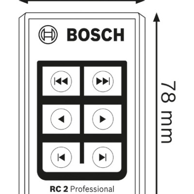 Telecomando retangular BOSCH branco com botões e texto RC 2 Professional