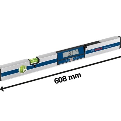 Nível digital Bosch Professional cinzento e azul com visor LCD e níveis de bolha