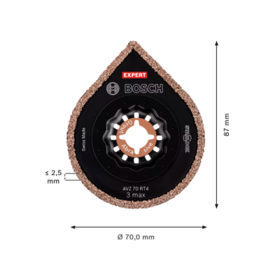 Acessório Bosch Expert triangular com bordas abrasivas, corpo preto e inscrições