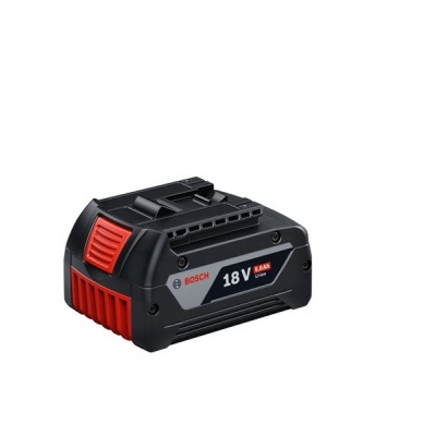 Bateria Bosch 18 V preta e vermelha para ferramentas.