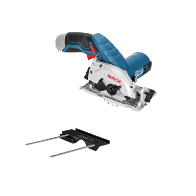 Serra circular portátil Bosch azul e branca com acessório preto