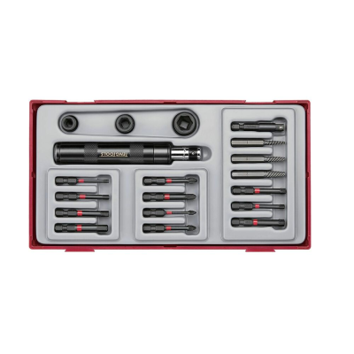 Chave de bits reversível de impacto com bits 50mm, 19 peças