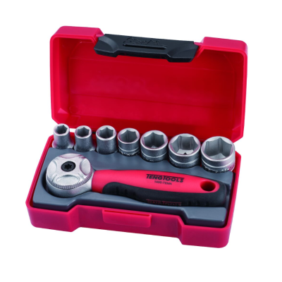 Jogo 1/4'' com 7 chaves de caixa sextavadas e roquete reversível TengTools