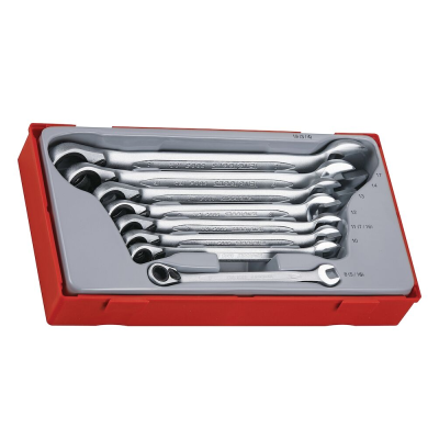 Jogo 8 chaves de boca/luneta com roquete reversível Teng Tools