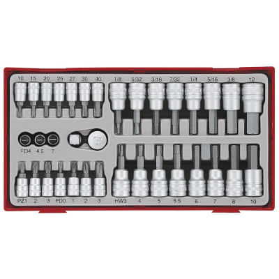 Jogo de chaves de caixa 1/4'' e hexagonais 3/8'' com adaptadores