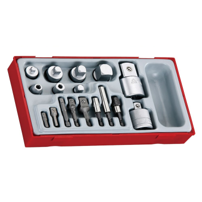 Jogo de 17 adaptadores para roquete 1/4'', 3/8'', 1/2'' e 3/4''