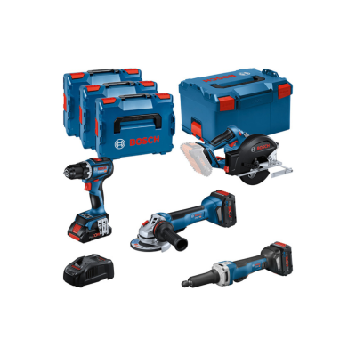 Aparafusadora + Rebarbadora + Serra circular + Retificadora direita (KIT 18V BOSCH)