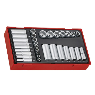 Jogo de chaves de caixa regulares e longas 1/4'' e 3/8'' 6 pontos
