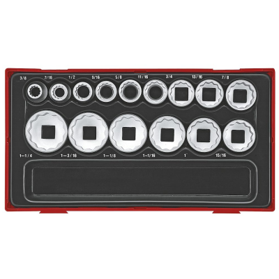Jogo de 15 chaves de caixa 1/2'' 12 pontos Teng Tools