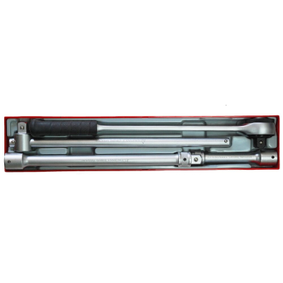 Conjunto 4 peças  3/4'' com roquete reversível, extensão de 400 e 600 e barra T