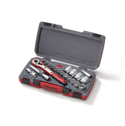 Jogo de 21 peças com chaves de caixa 1/2'' dozeavadas com roquete FRP e acessórios