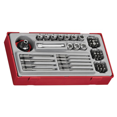 Jogo de 35 peças com roquete 1/4'', chaves regulares e longas e Bits 1/4'' HEX