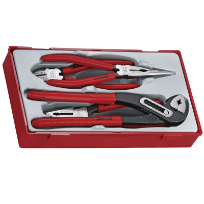 Jogo 4 Alicates corte lateral 6", universal 7", pontas 8", bomba de água 10" TengTools