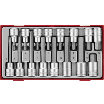 Jogo de 16 pontas hexagonais 1/2'' de 55mm, 100mm e 115mm Teng Tools