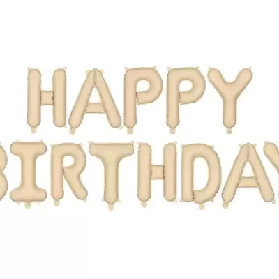 Balão Foil Grinalda Happy Birthday  Bege (340x35cm)