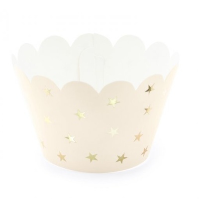 6 Formas de Cupcake Pêssego Estrelas Douradas