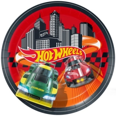 8 Pratos Hot Wheels (23cm)