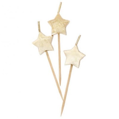 6 Velas de Aniversário Estrelas Dourado