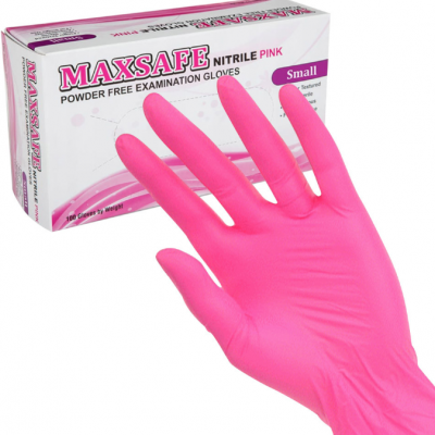 Luvas descartáveis nitrílo rosa M