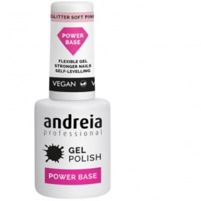 Andreia  Power Base Verniz Gel - Glitter Soft Pink