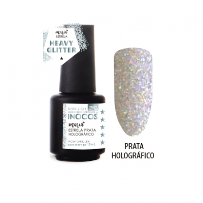 VERNIZ GEL INOCOS MARIA ESTRELA PRATA HOLOGRÁFICO 15 ML