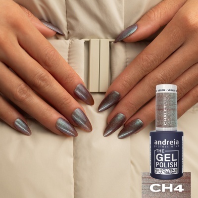 The Gel Polish Andreia CH4 – Castanho com Glitters Azuis
