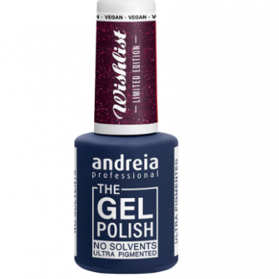 The Gel Polish Andreia - WL1 - Empatia - Bordeaux com glitter rosa