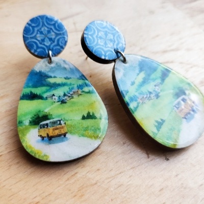 Brincos duplos oval únicos Pão de Forma